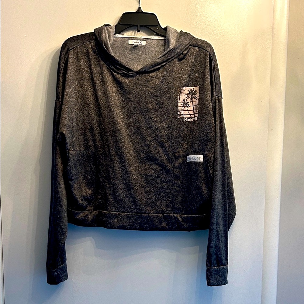 Hurley Charcoal Hoodie with Palm Tree Design